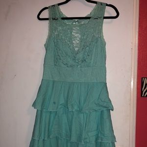 Mint Green Lace Ruffle Dress